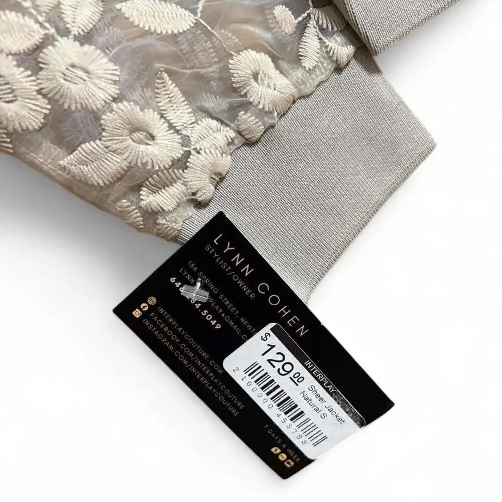 Lynn Cohen Sheer Floral Embroidered Bomber Jacket